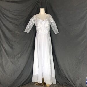 Bridal Gown with Sleeves, Lace, and Corset Back